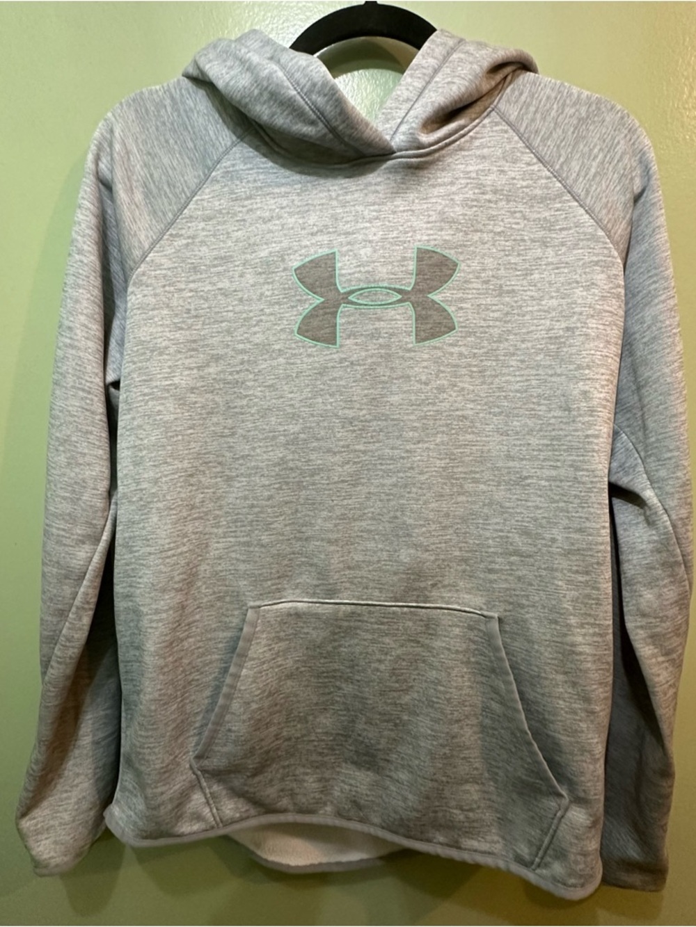Under Armour Light Grey Hoodie with Mint Logo